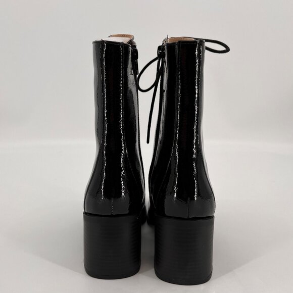 Journee Collection Covva Lace Up Boot Size 8.5 Black Faux Patent Leather - Picture 3 of 14